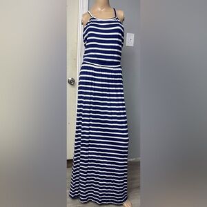 Old Navy Navy and White Striped Maxi Dress